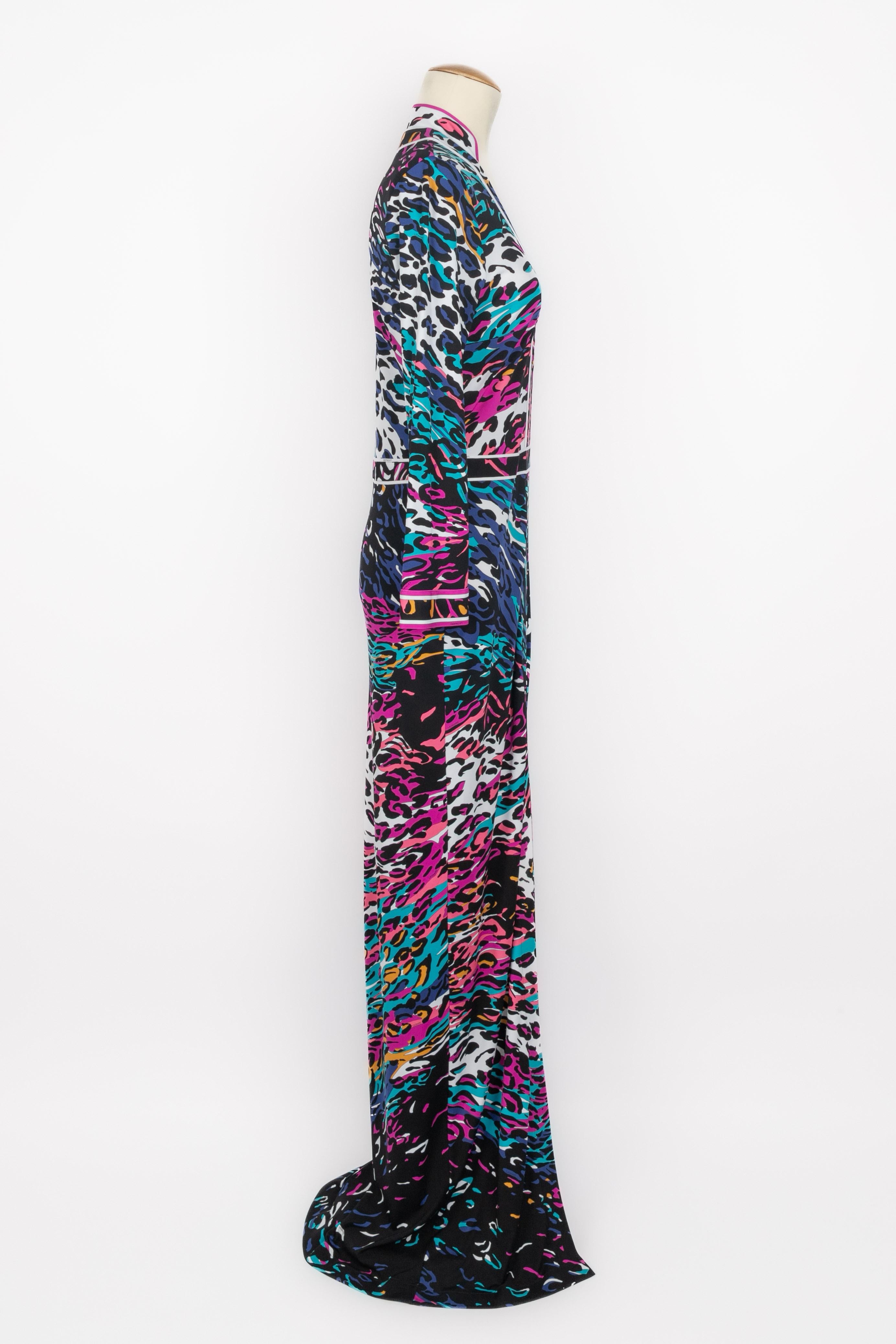 Leonard long dress animal print In Excellent Condition For Sale In SAINT-OUEN-SUR-SEINE, FR