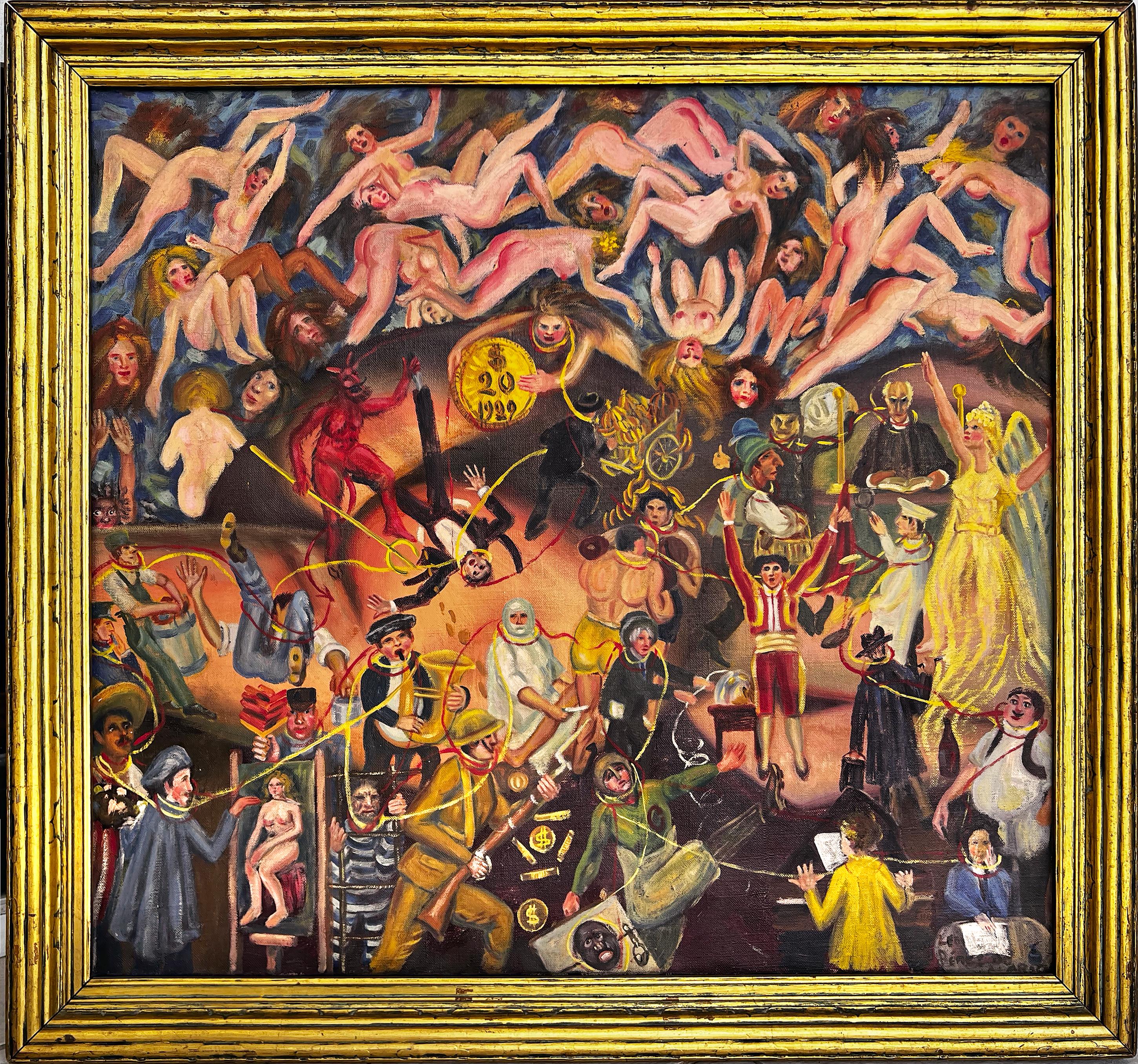 Der Teufel - Kampf zwischen Gut und Böse  Evil - Nackte Frau wie Hieronymus Bosch – Painting von Leonard Lopez