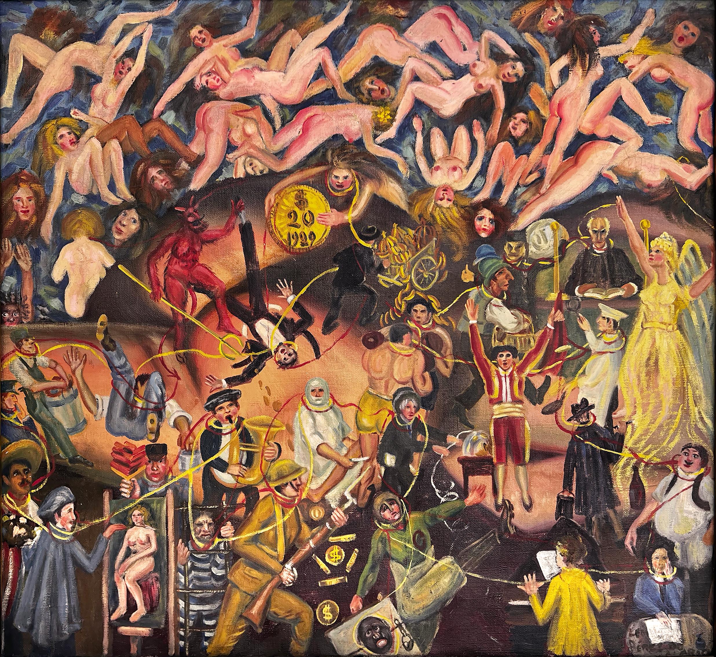 Leonard Lopez Nude Painting – Der Teufel - Kampf zwischen Gut und Böse  Evil - Nackte Frau wie Hieronymus Bosch