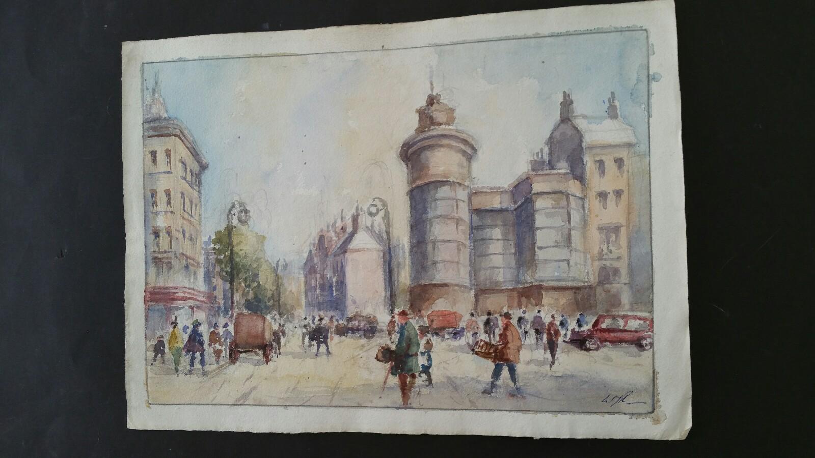 Mid 20th Century, Belgium, A Brussels Street Scene For Sale 1