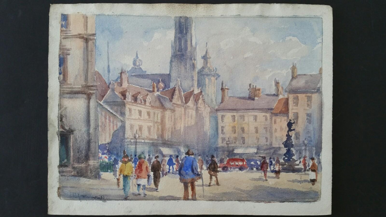 Metà del XX secolo, Belgio, Cattedrale di Nostra Signora di Anversa - Painting di Leonard Machin Rowe