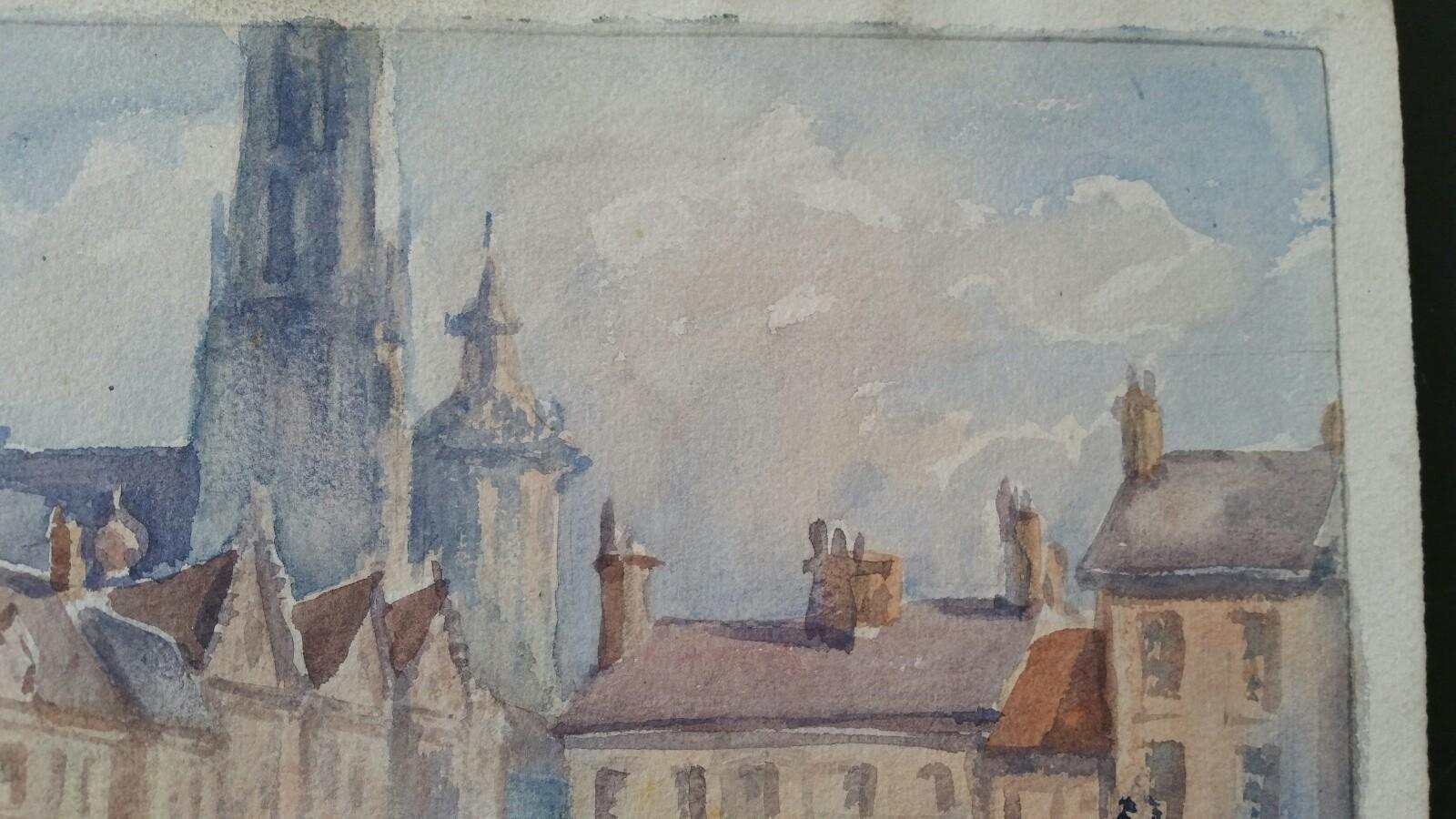 Belgio. Anversa, Cattedrale di Nostra Signora 
di Leonard Machin Rowe (1880-1968)
firmata sul fronte in basso a sinistra, scritta sul retro
acquerello su carta d'artista, non incorniciato

Immagine 9,75 x 13,75 pollici, foglio 11,25 x 14,25