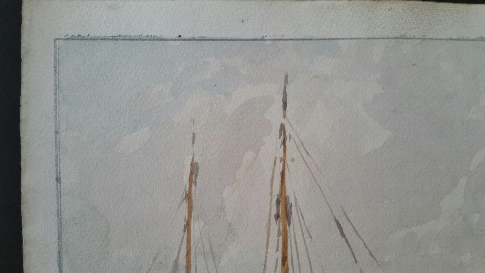 Belgique. Anvers depuis l'Escaut
par Leonard Machin Rowe (1880-1968)
signé au recto en bas à droite, inscrit et signé au verso
aquarelle sur papier d'artiste, non encadrée

Image 9.75 x 14 pouces, feuille 11 x 14.75 pouces

Charmante peinture de