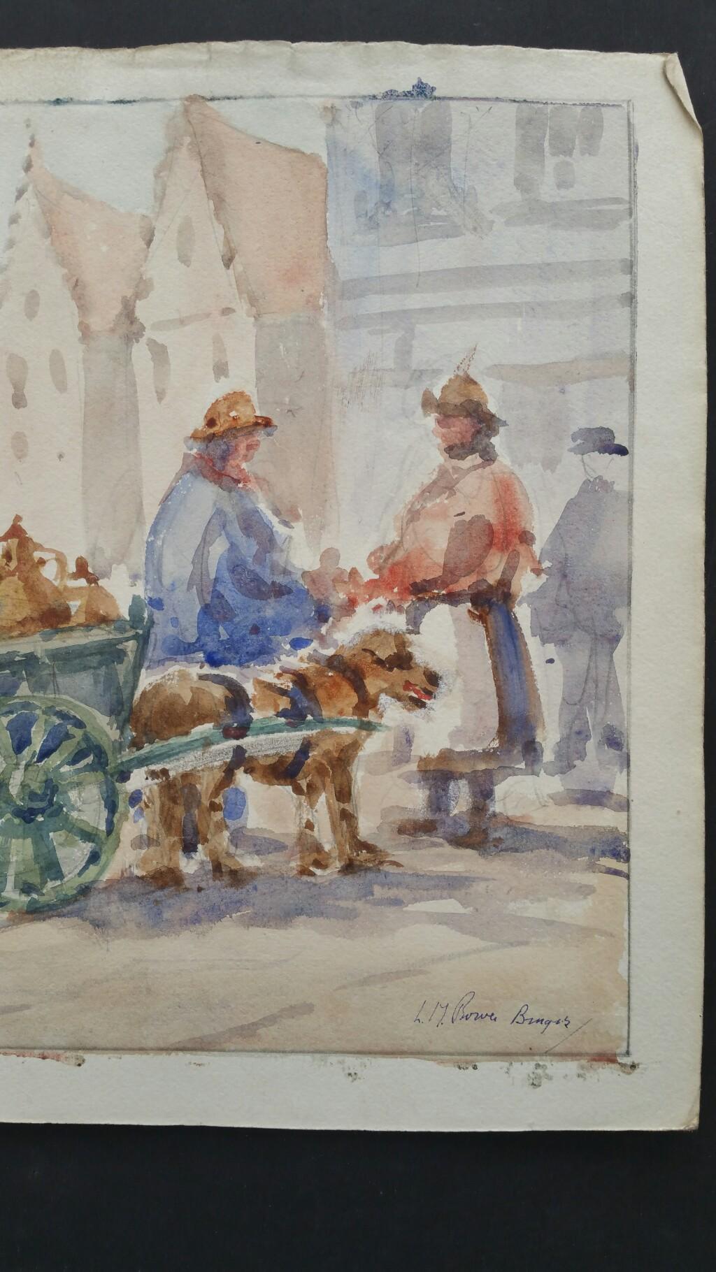 Mid 20th Century, Belgium. Bruges, Milk Cart Drawn by a Dog For Sale 1