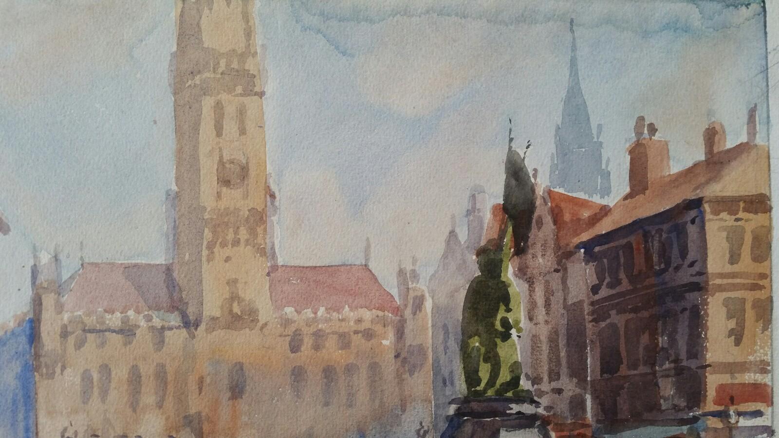 Mid 20th Century, Belgium, Bruges, The Market Square For Sale 3
