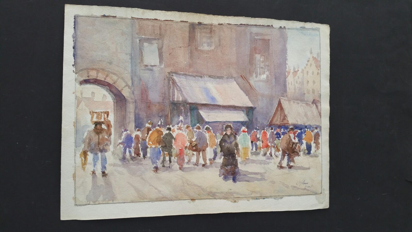 Mediados del siglo XX Bélgica. Gent, un mercado matutino en venta 3