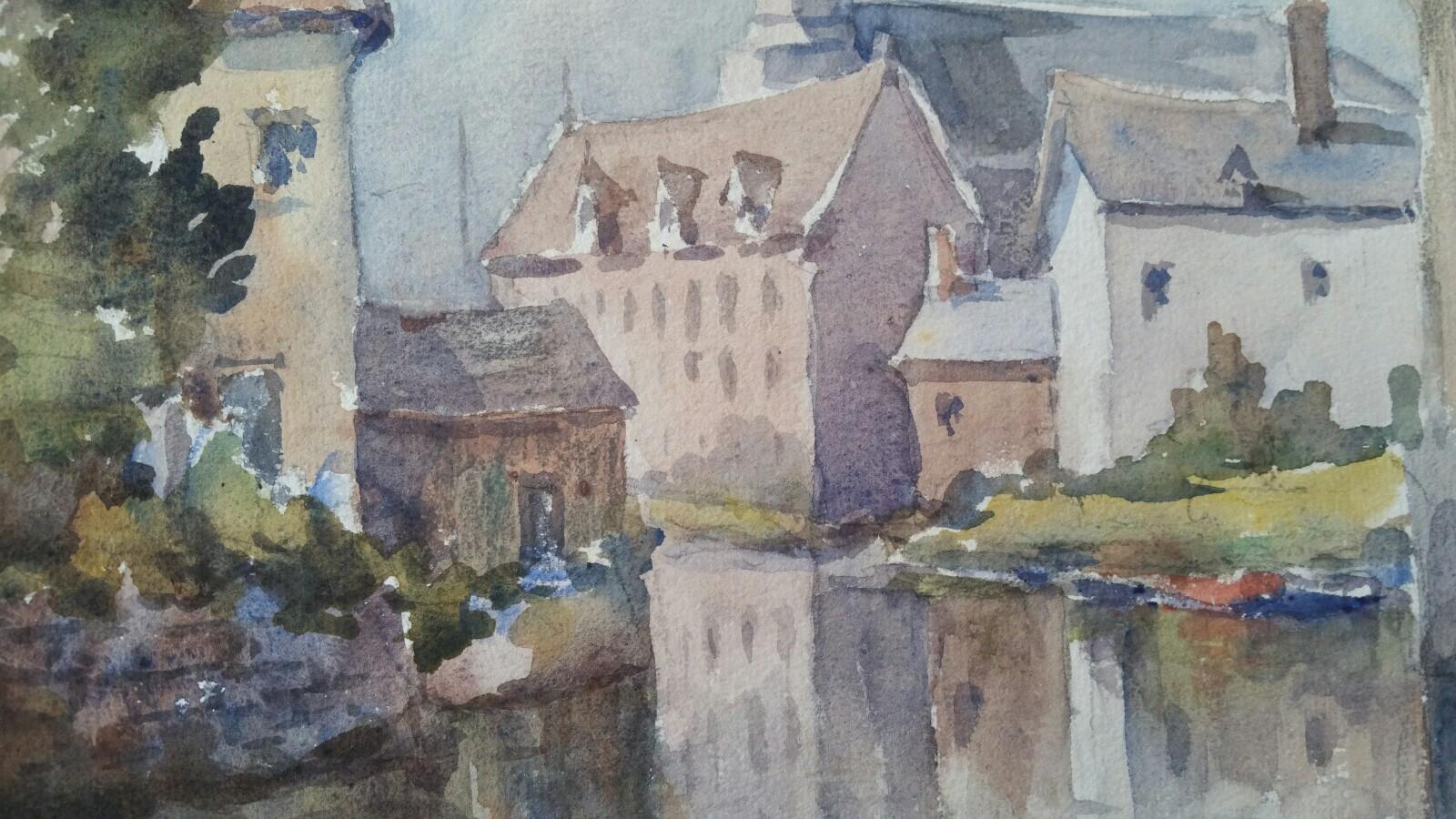Mitte des 20. Jahrhunderts, Gent, Belgien Chateau des Comtes von Hoofdbrug (Impressionismus), Art, von Leonard Machin Rowe