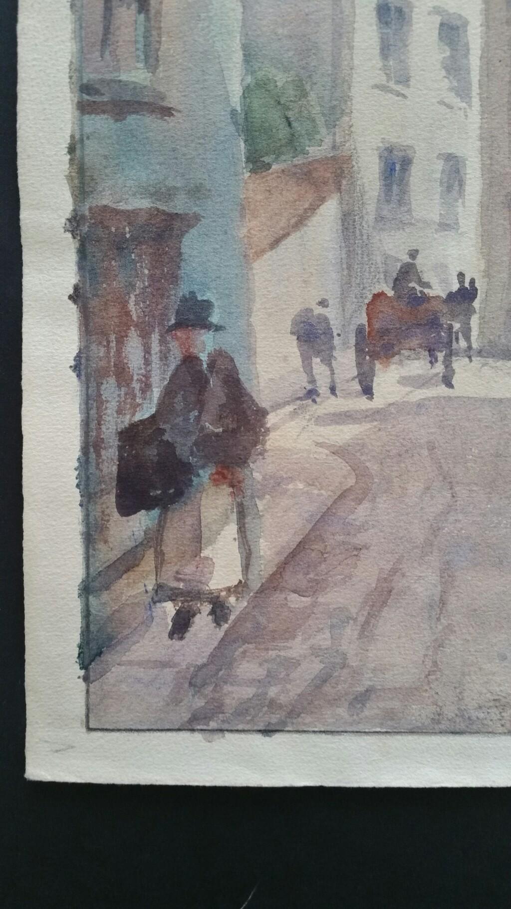 Mid 20th Century, Luxembourg, Old Streets Scene  - Impressionist Painting by Leonard Machin Rowe