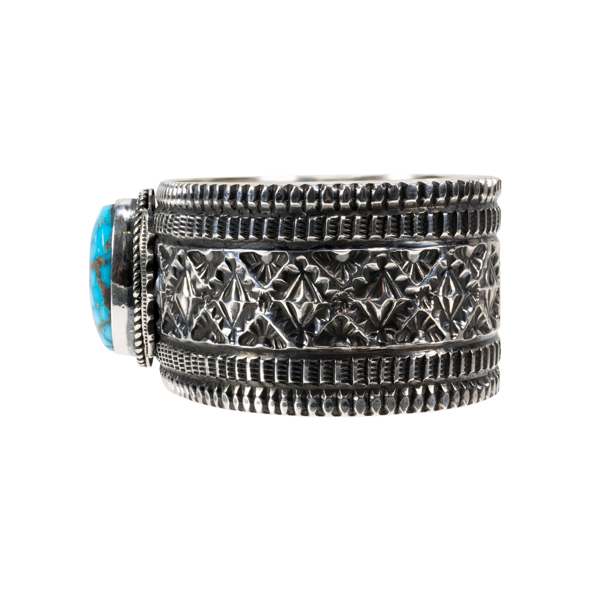 Nativo americano Bracciale in turchese Morenci di Leonard Maloney in vendita