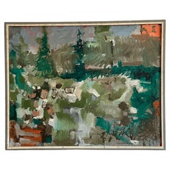 Vintage Leonard Maurer Landscape Painting, 1959