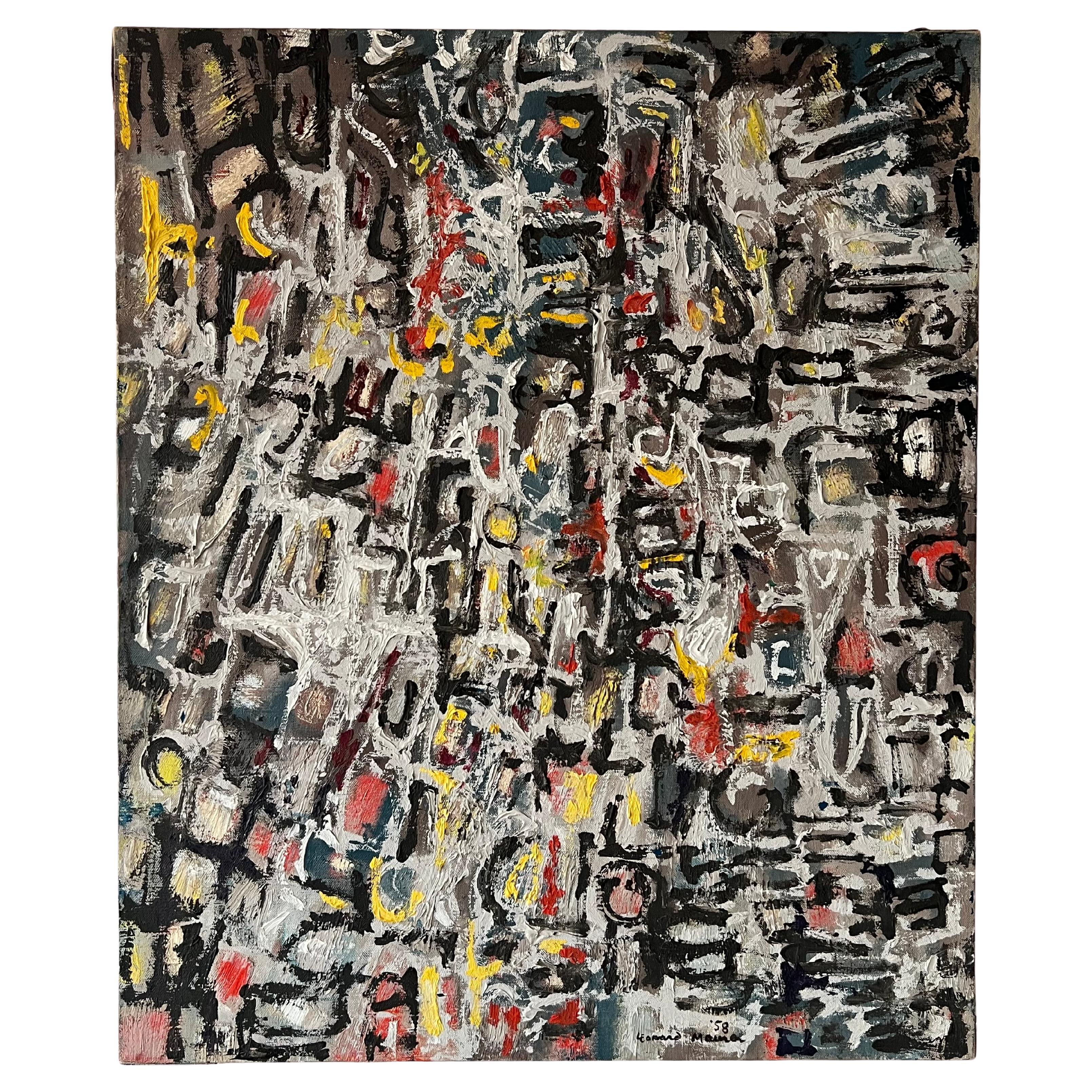 Leonard Maurer Painting Abstract Expressionist, 1958