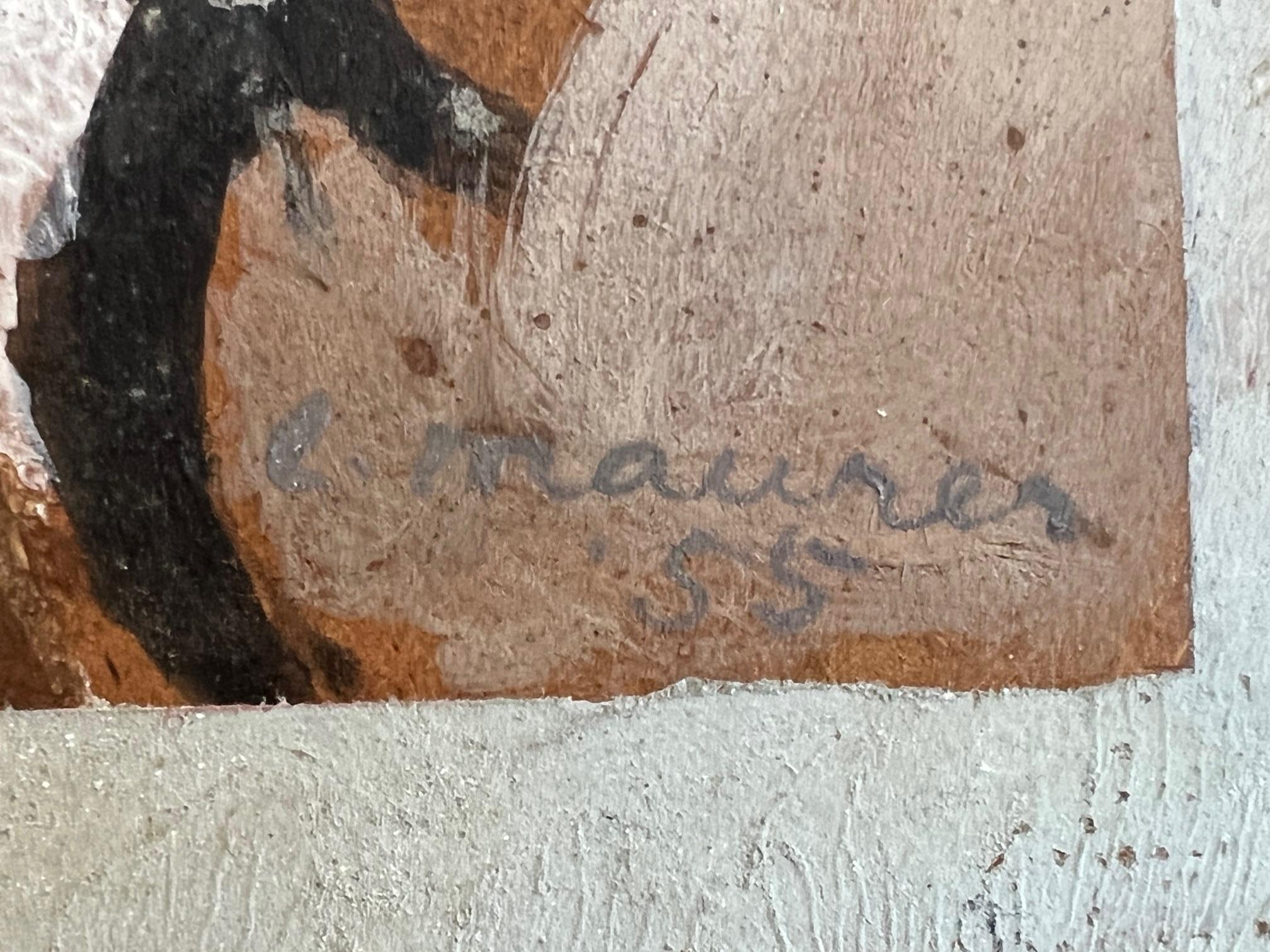 Mid-Century moderno Pittura a tempera di donna di Leonard Maurer, 1955 in vendita