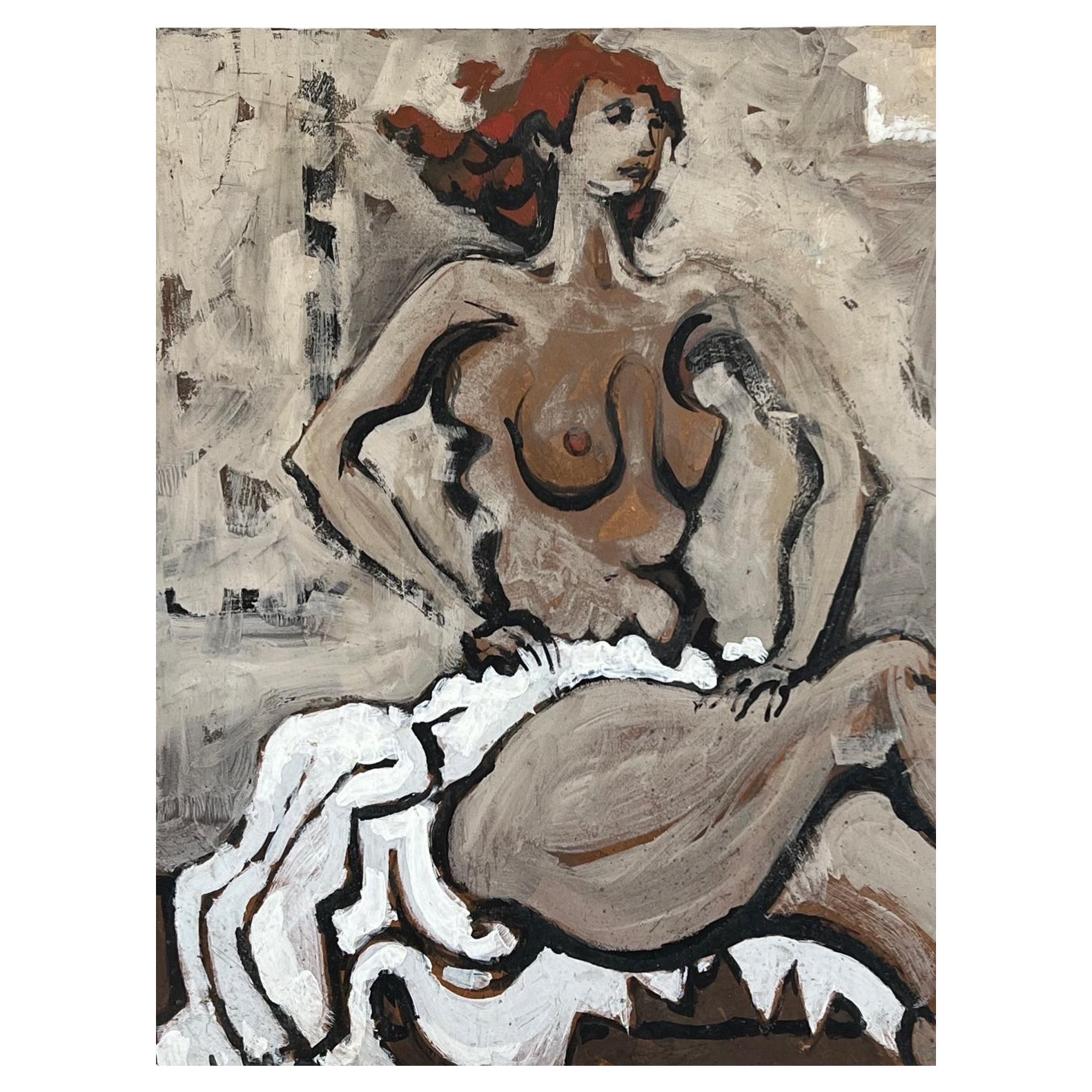 Leonard Maurer Tempera Painting of Woman, 1955