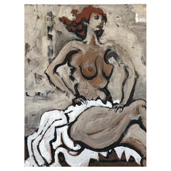 Leonard Maurer Tempera Painting of Woman, 1955