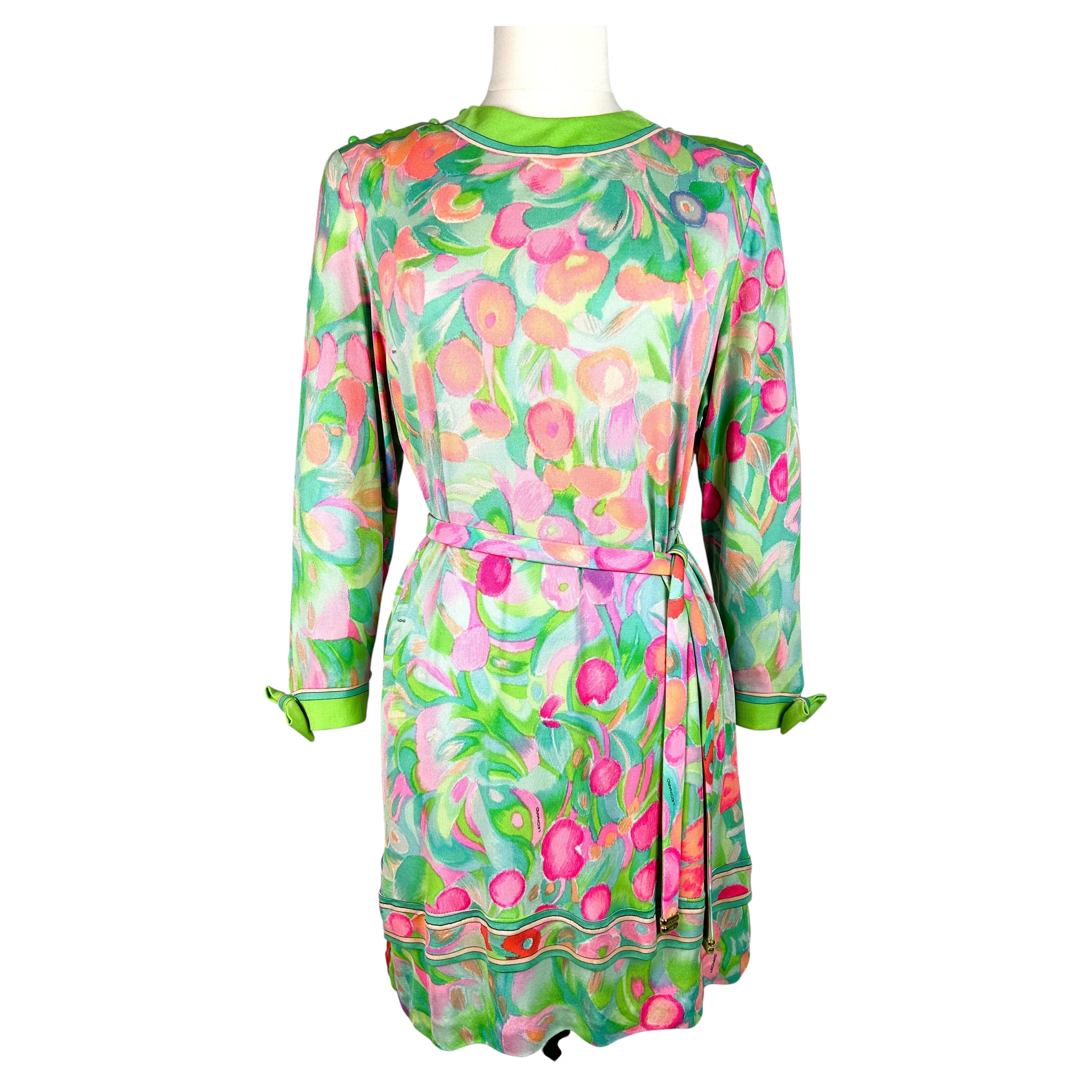 Mini-robe Leonard en jersey de soie imprimé « Impressionist » - Paris, CIRCA 1990 en vente
