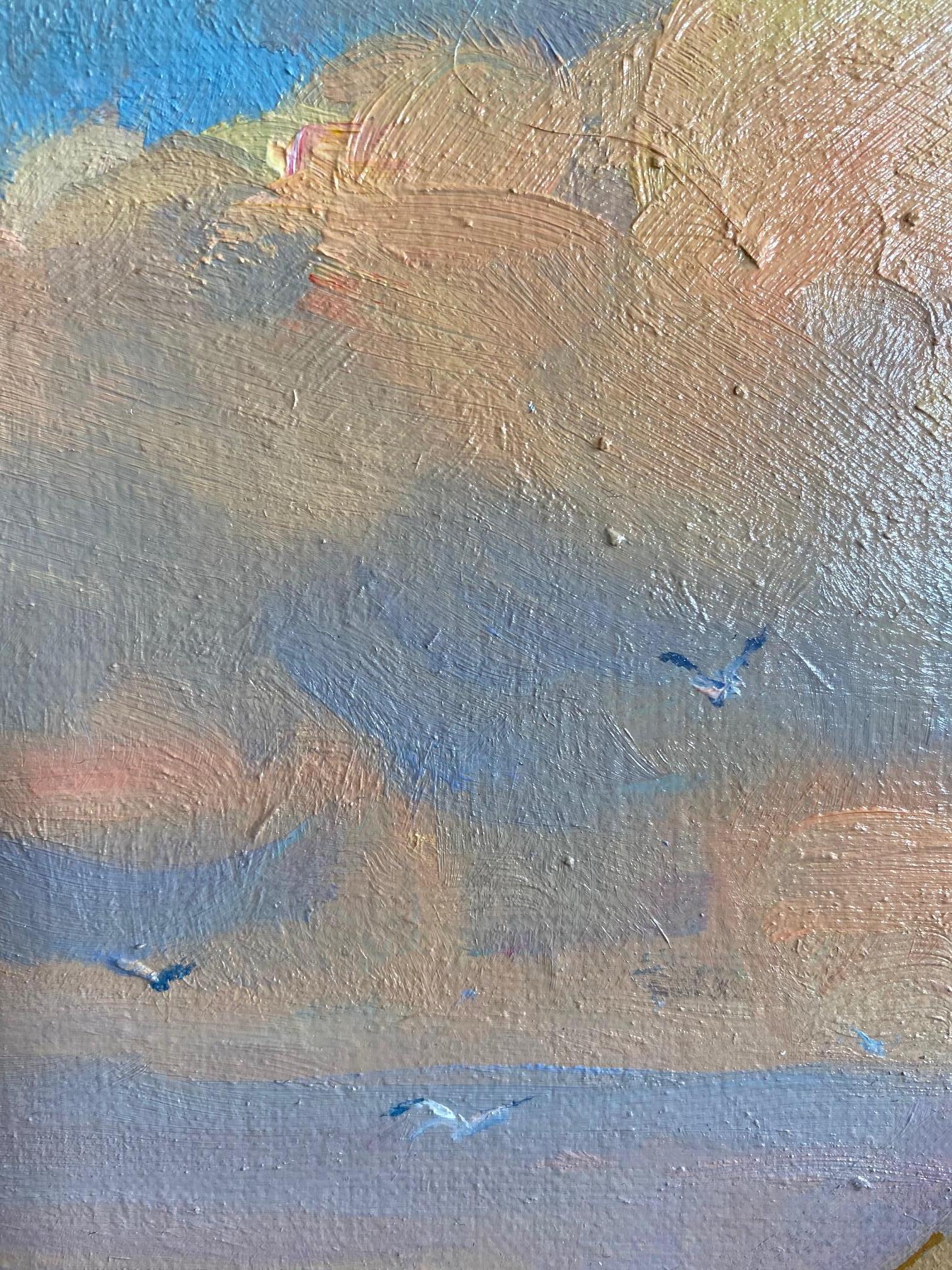 Afternoon Sail, original marine landscape - Brown Landscape Painting by Leonard Mizerek