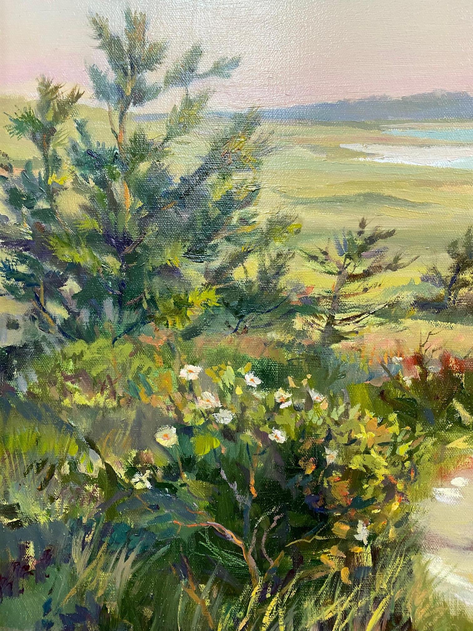 Beach Pathway, original 24x36 impressionist marine landscape - Impressionist Painting by Leonard Mizerek