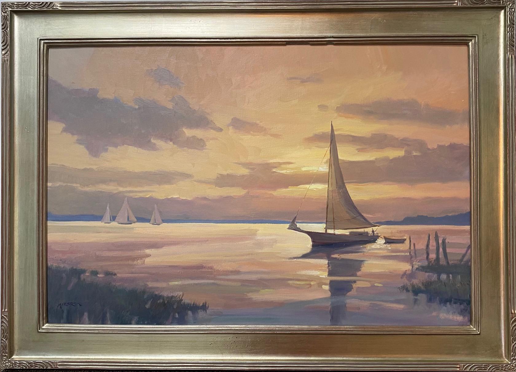 Leonard Mizerek Landscape Painting - Break of Day, 24x36 original marine landscape
