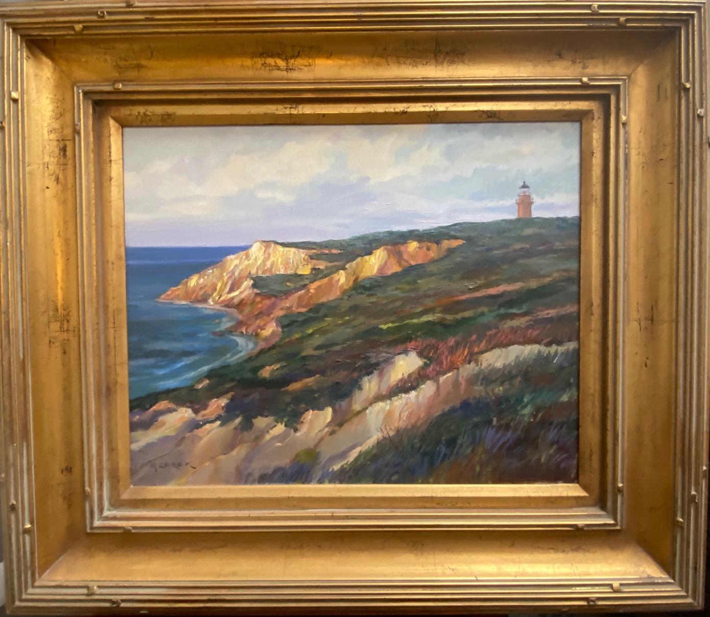 Leonard Mizerek Landscape Painting - Gay Head Light, original Martha's Vineyard marine landscape