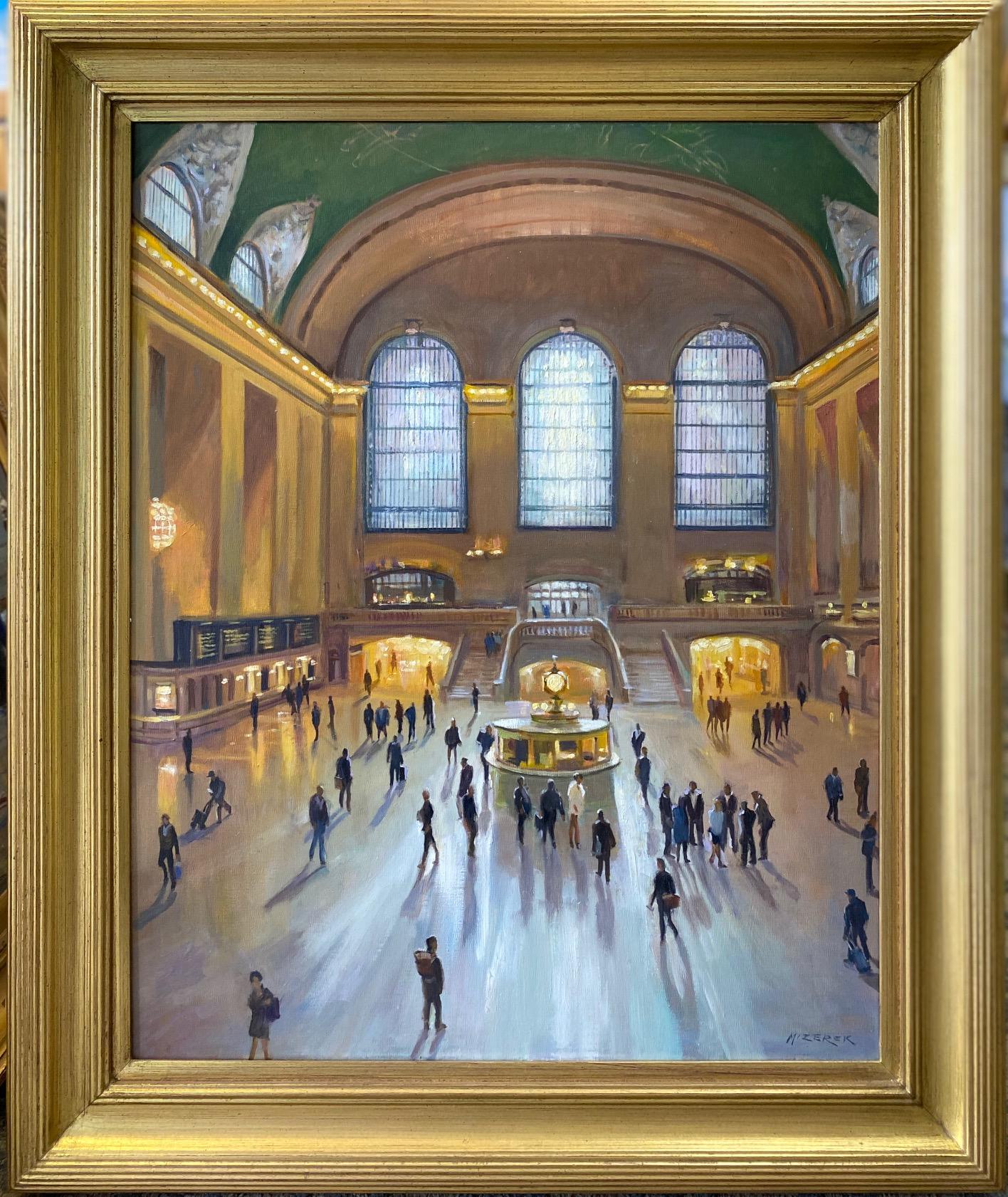 Leonard Mizerek Landscape Painting - Grand Central Terminal, original 30x24 contemporary  impressionist NYC landscape