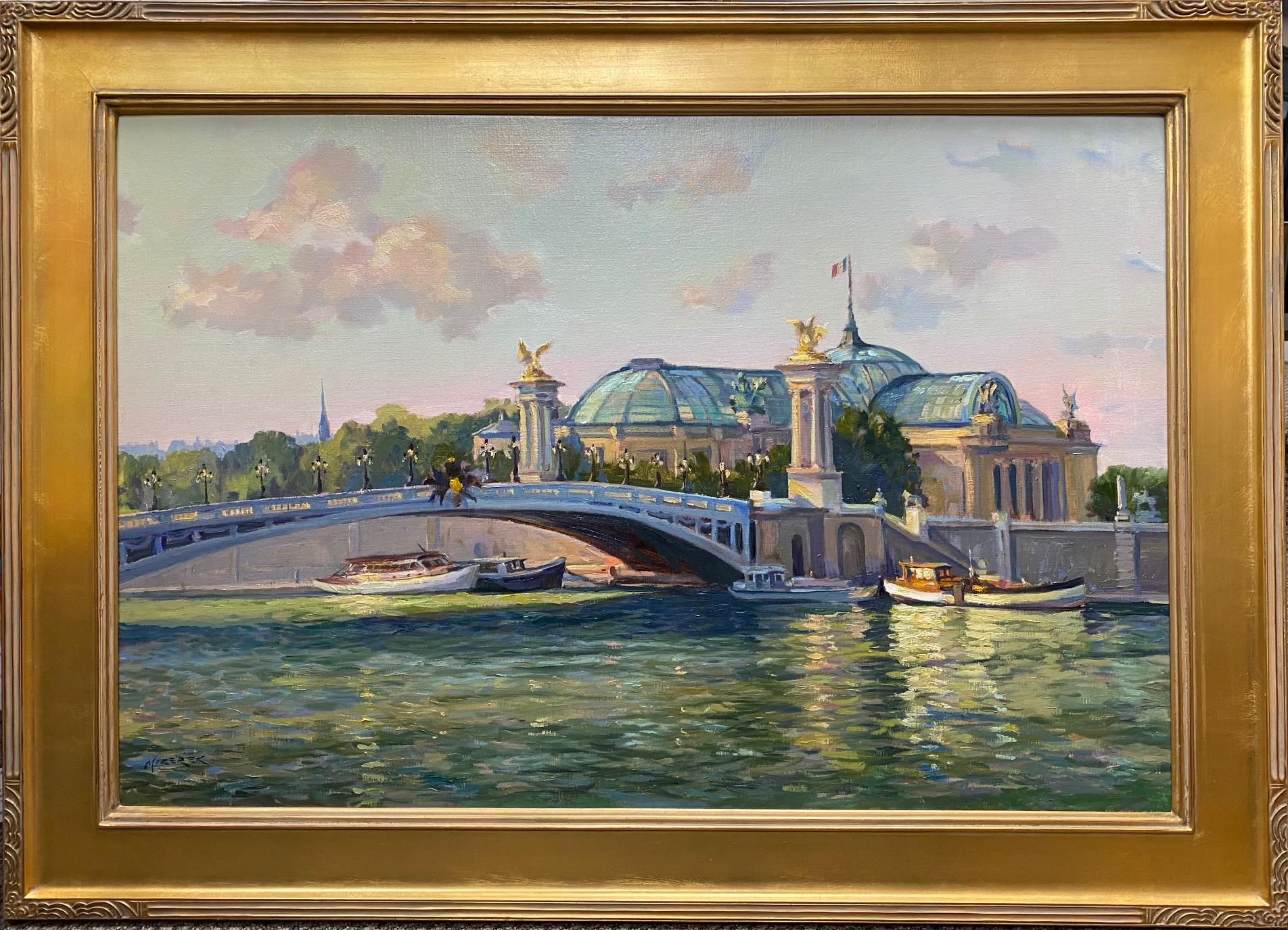 Leonard Mizerek Landscape Painting - Grand Palais, Paris, 24 x 36 original French impressionist landscape