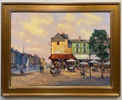 Honfleur Cafe, original 30x40 French Impressionist marine landscape