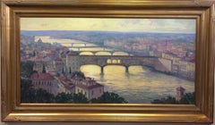 Ponte Vecchio at Twilight, Florence, original 24x48 impressionist landscape