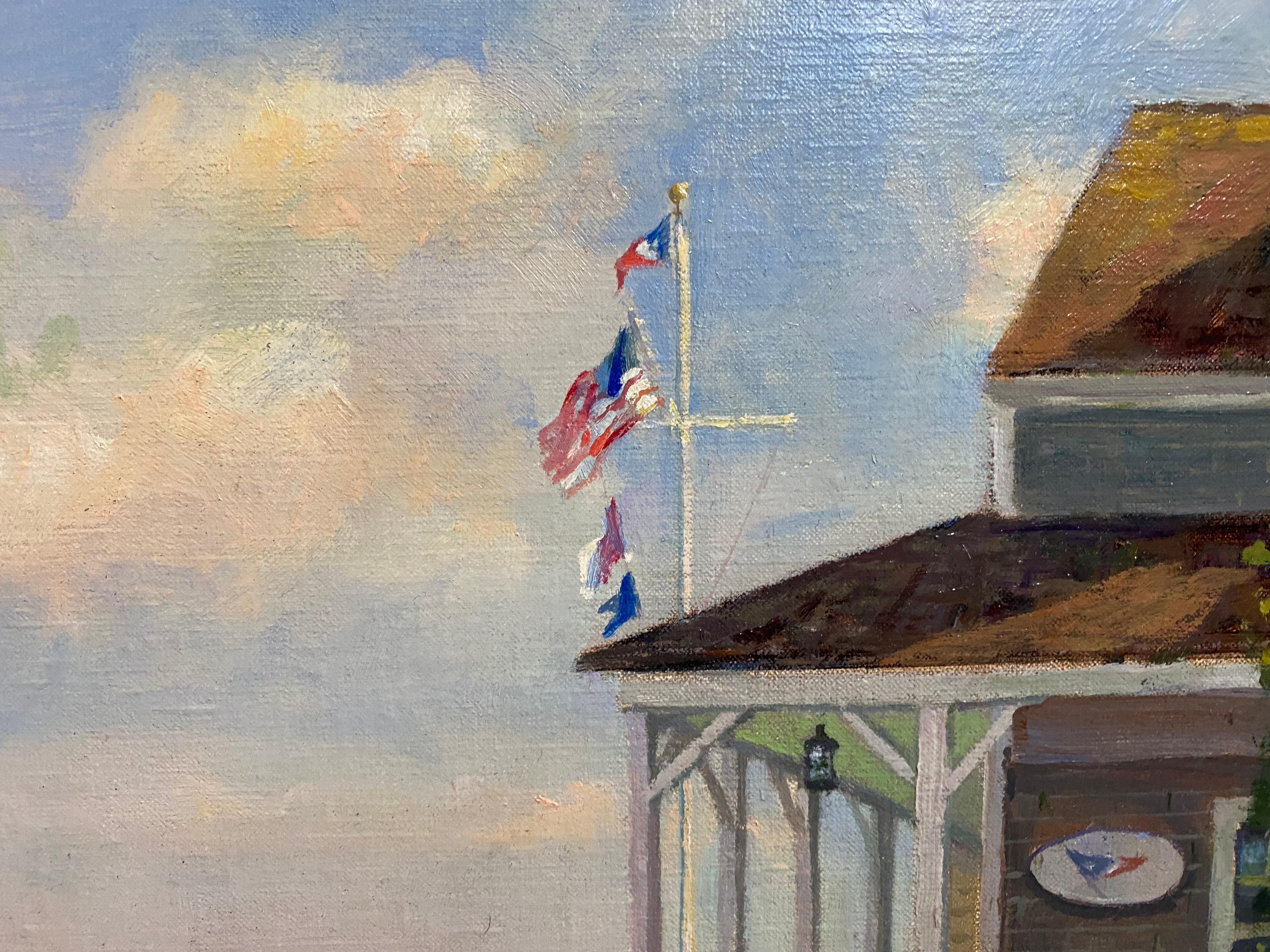 Porch View, Great Harbor Yacht Club, original realist marine landscape For Sale 4
