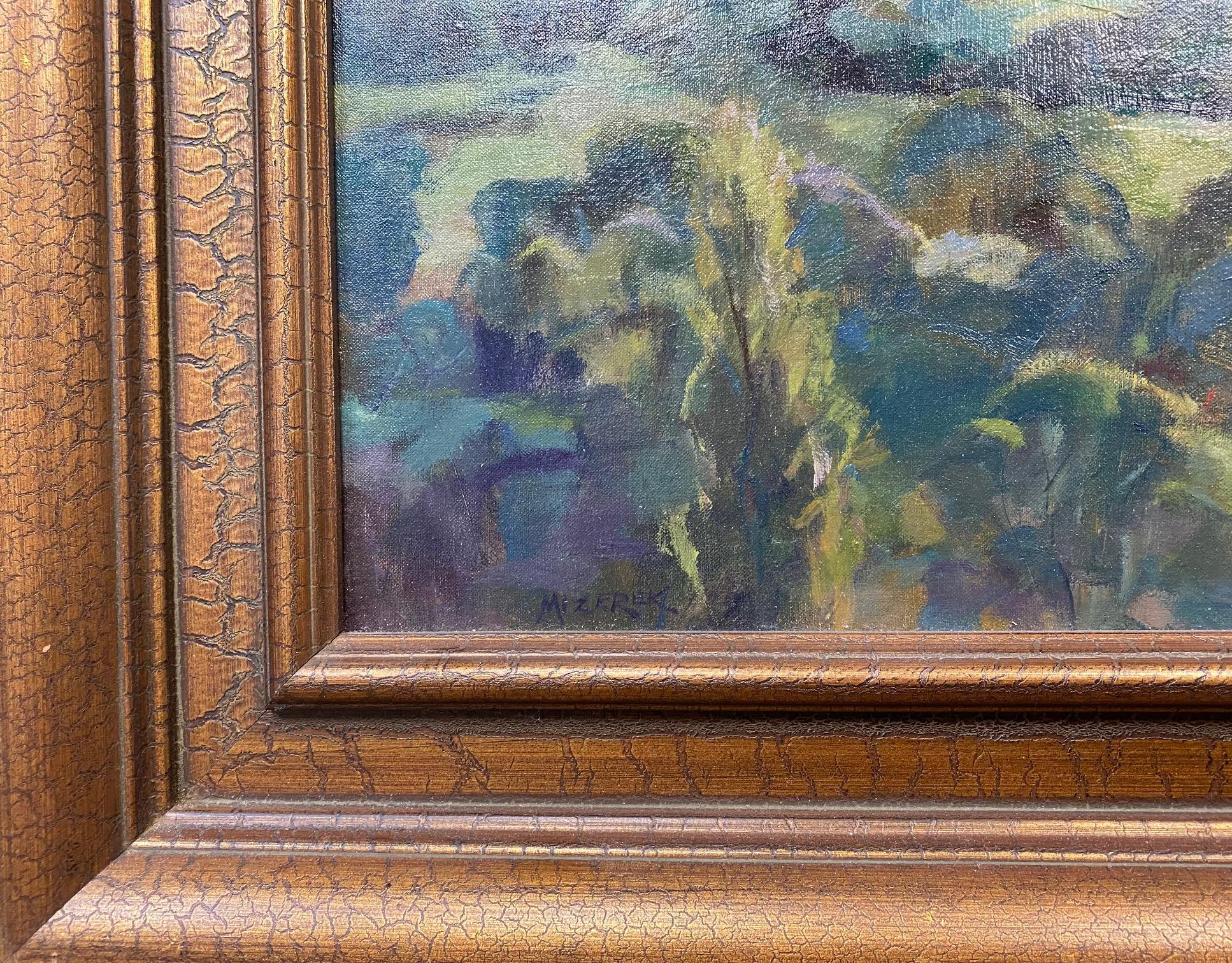 Skyline View of Dinan, original 20x39 impressionist European landscape For Sale 6
