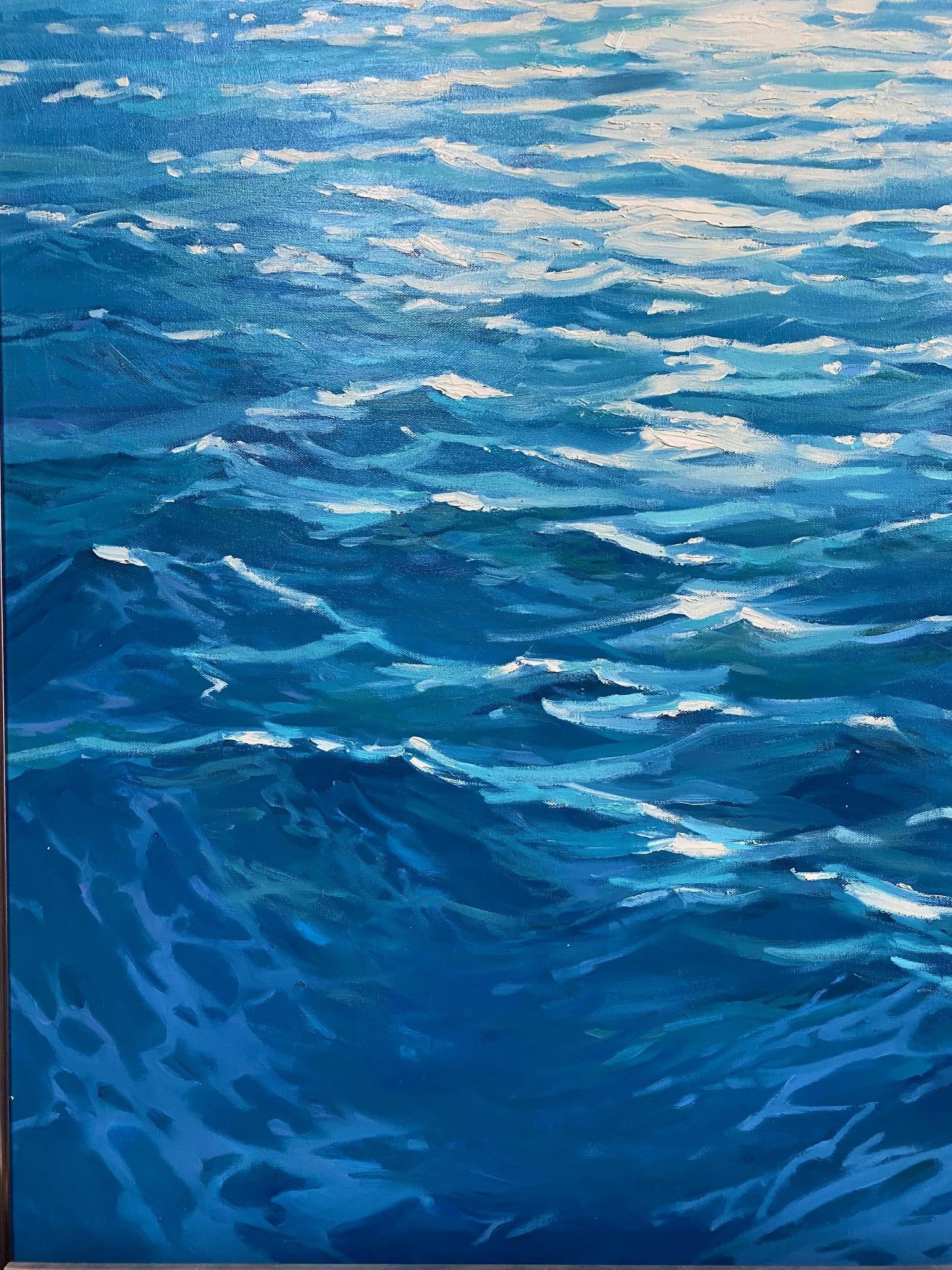 Sparkling Waters, original 48x36 impressionist marine landscape For Sale 1