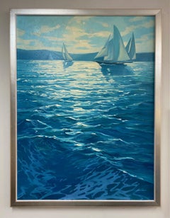 Sparkling Waters, paysage marin impressionniste original 48x36