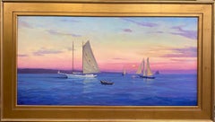 Sundown at Sea, 24x48 original impressionist marine landscape
