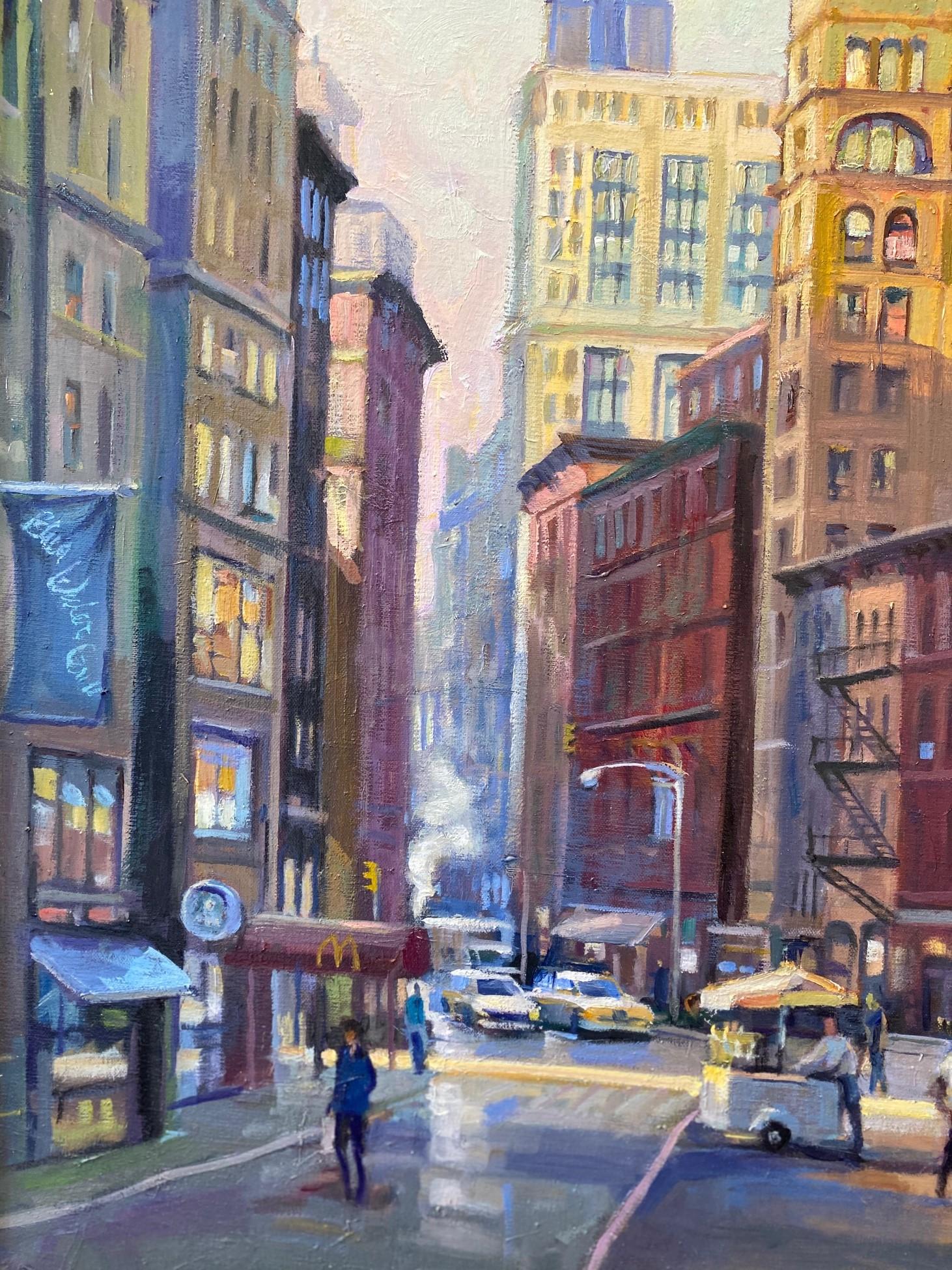 Union Square West, NYC, original 30x24 impressionist landscape - Impressionist Painting by Leonard Mizerek