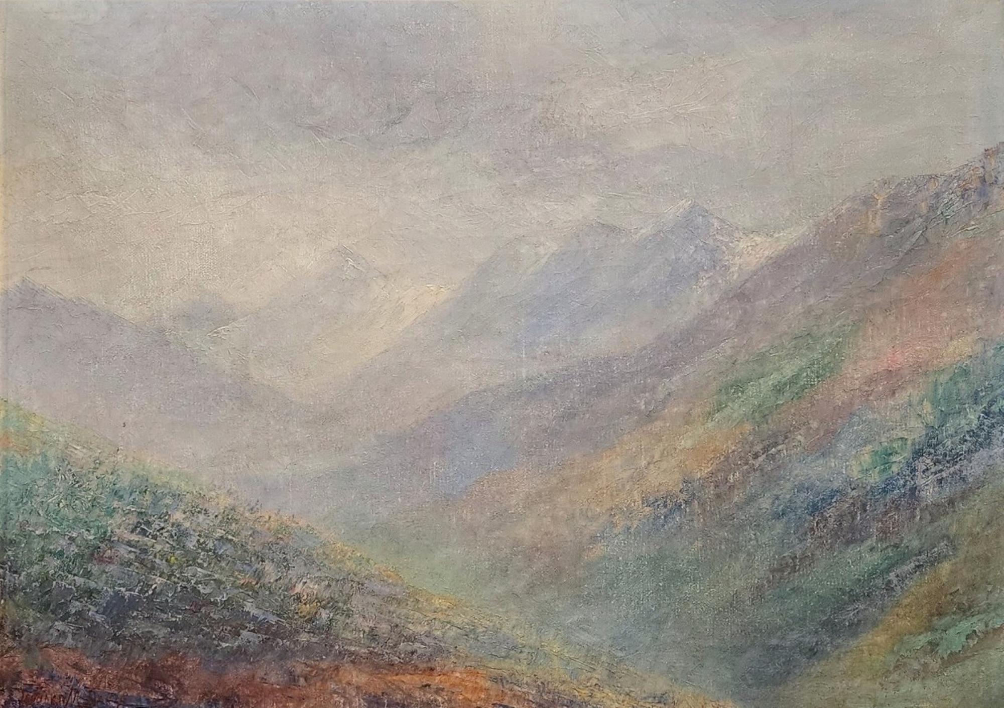 Monte McKinley, 1900-1910 circa, Denali, Alaska, Pittura di paesaggio dell'Alaska, Montagna - Painting di Leonard Moore Davis