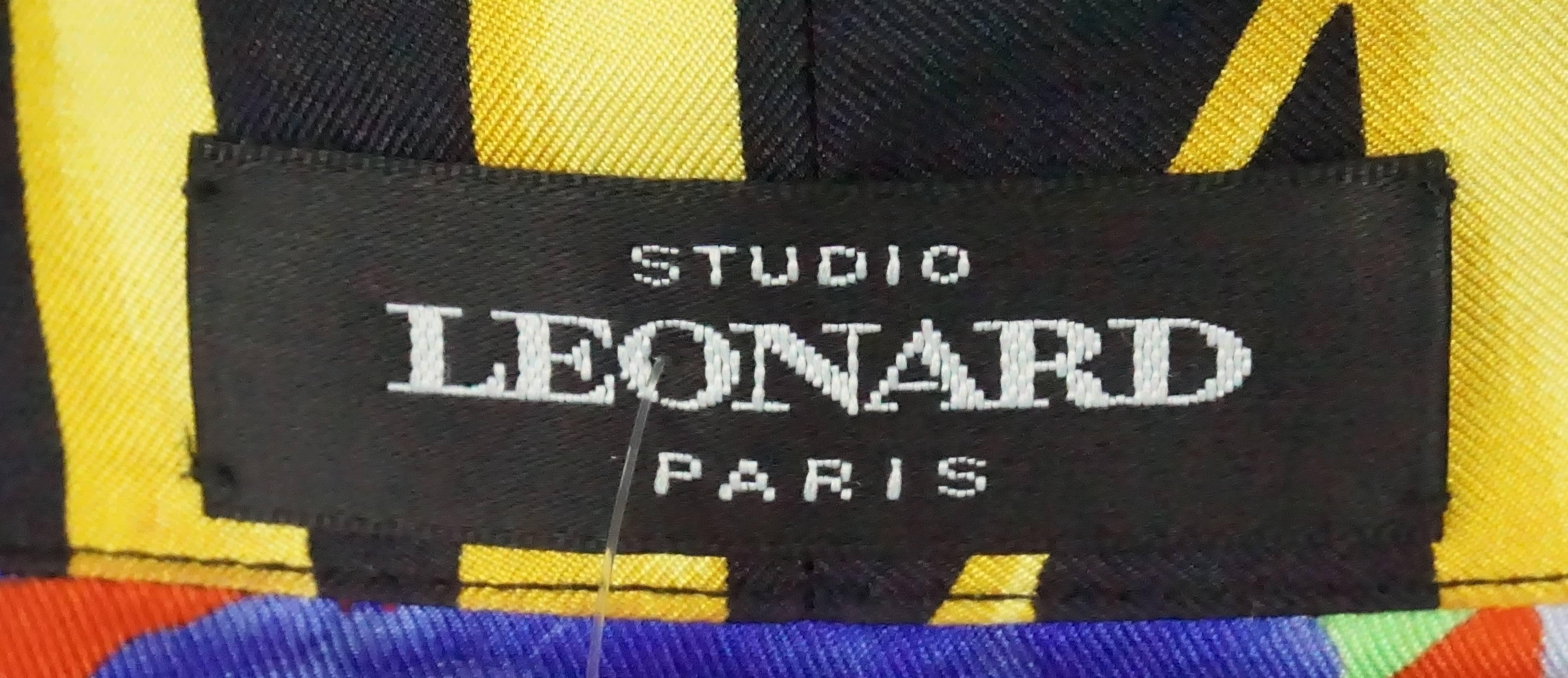 Women's or Men's Leonard Multi Silk Clocks Long sleeve Shirt - Medium - Circa 80's