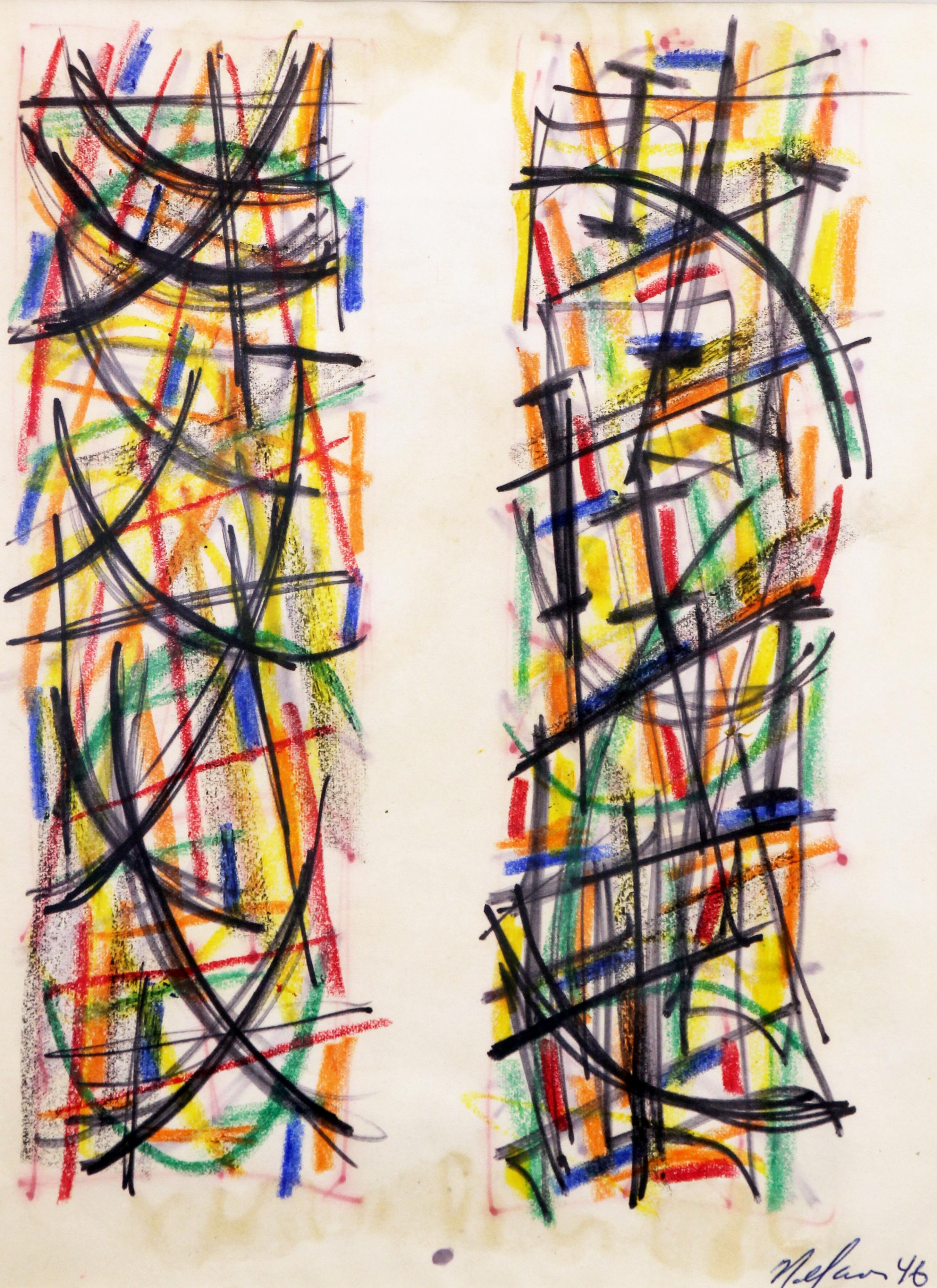 Abstracciones de doble cara, obra sobre papel del modernismo americano - Painting de Leonard Nelson