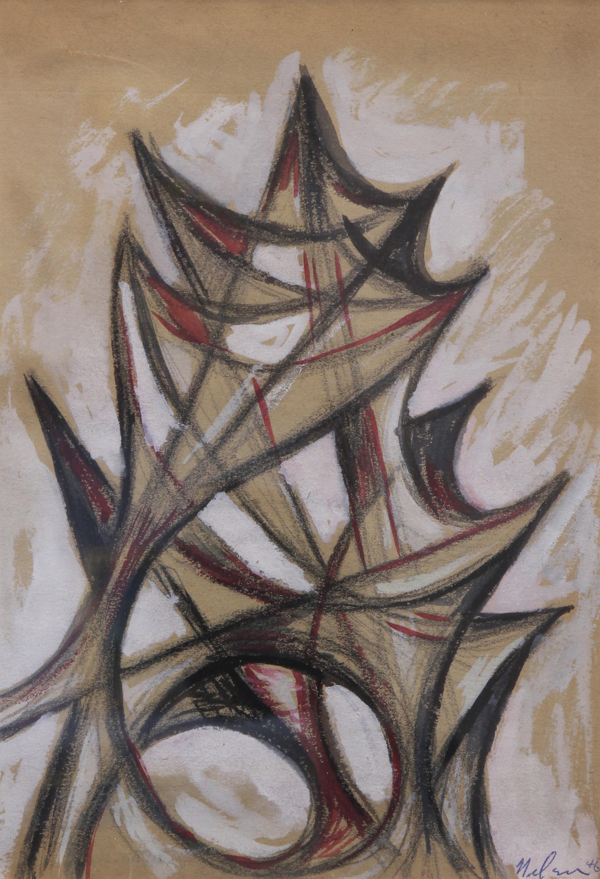 Abstracciones de doble cara, obra sobre papel del modernismo americano - Painting Abstracto de Leonard Nelson