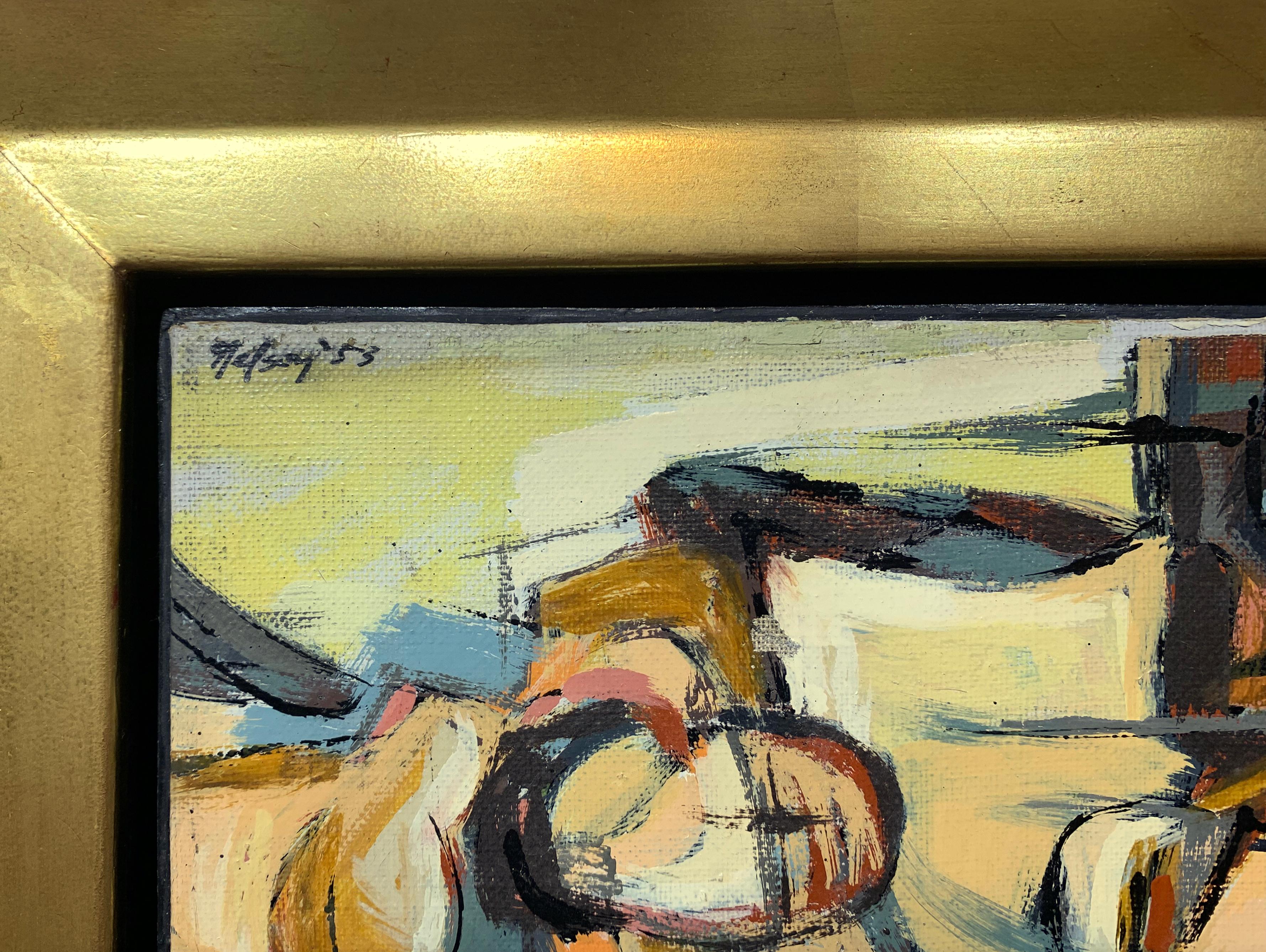 Figurative Abstraction #2, American Modernist, Oil on Canvas, 1953 - Painting by Leonard Nelson