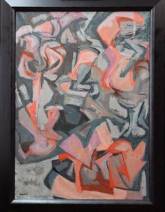 Les Competiteurs, American Modernist, Abstract Figurative Oil on Canvas, 1952