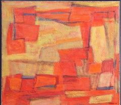 "Orange Abstract", American Modernist, Gestural Abstract, Oil on Canvas, 1946