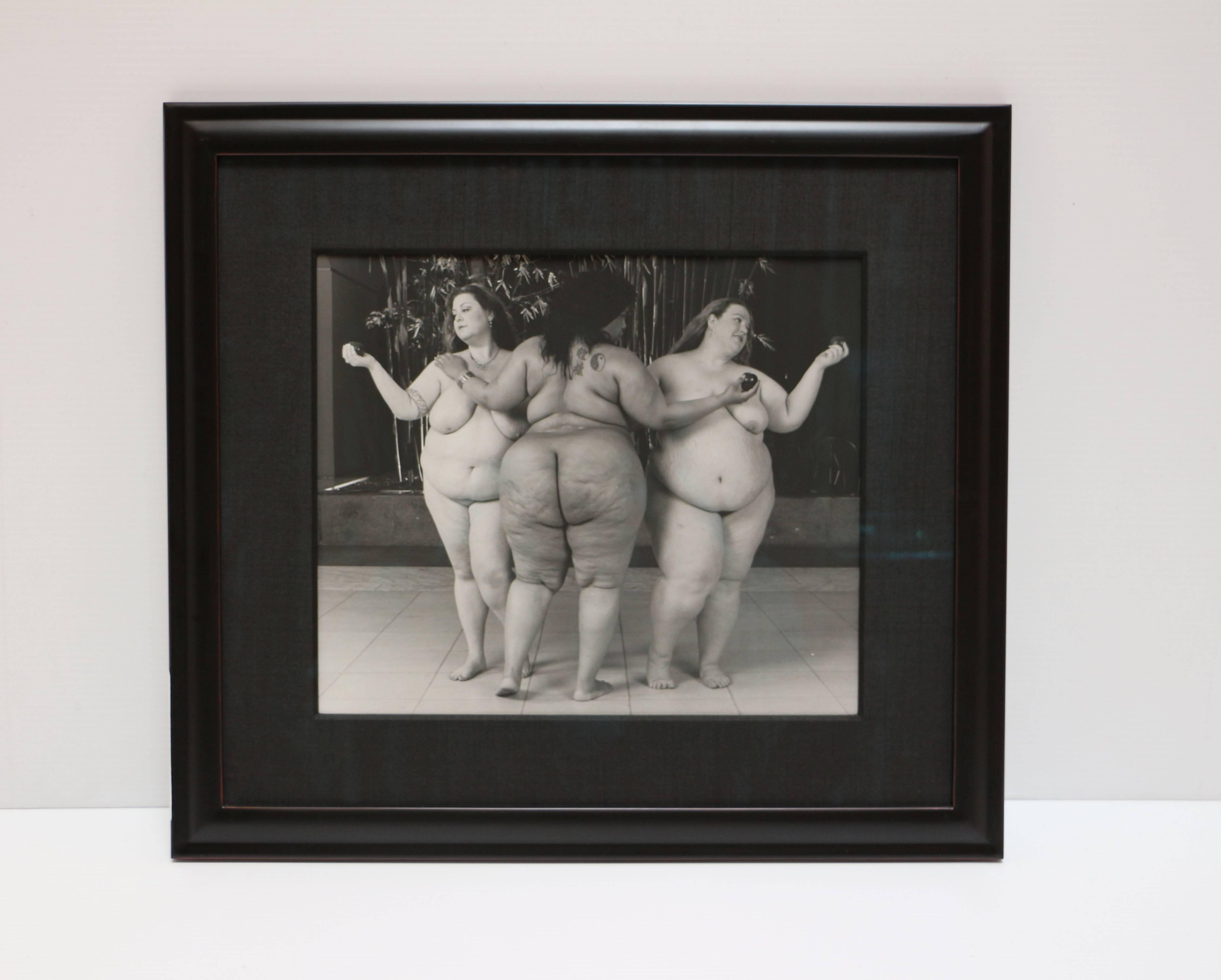 Three Graces, black and white print of three nude women with apples - Photograph by Leonard Nimoy