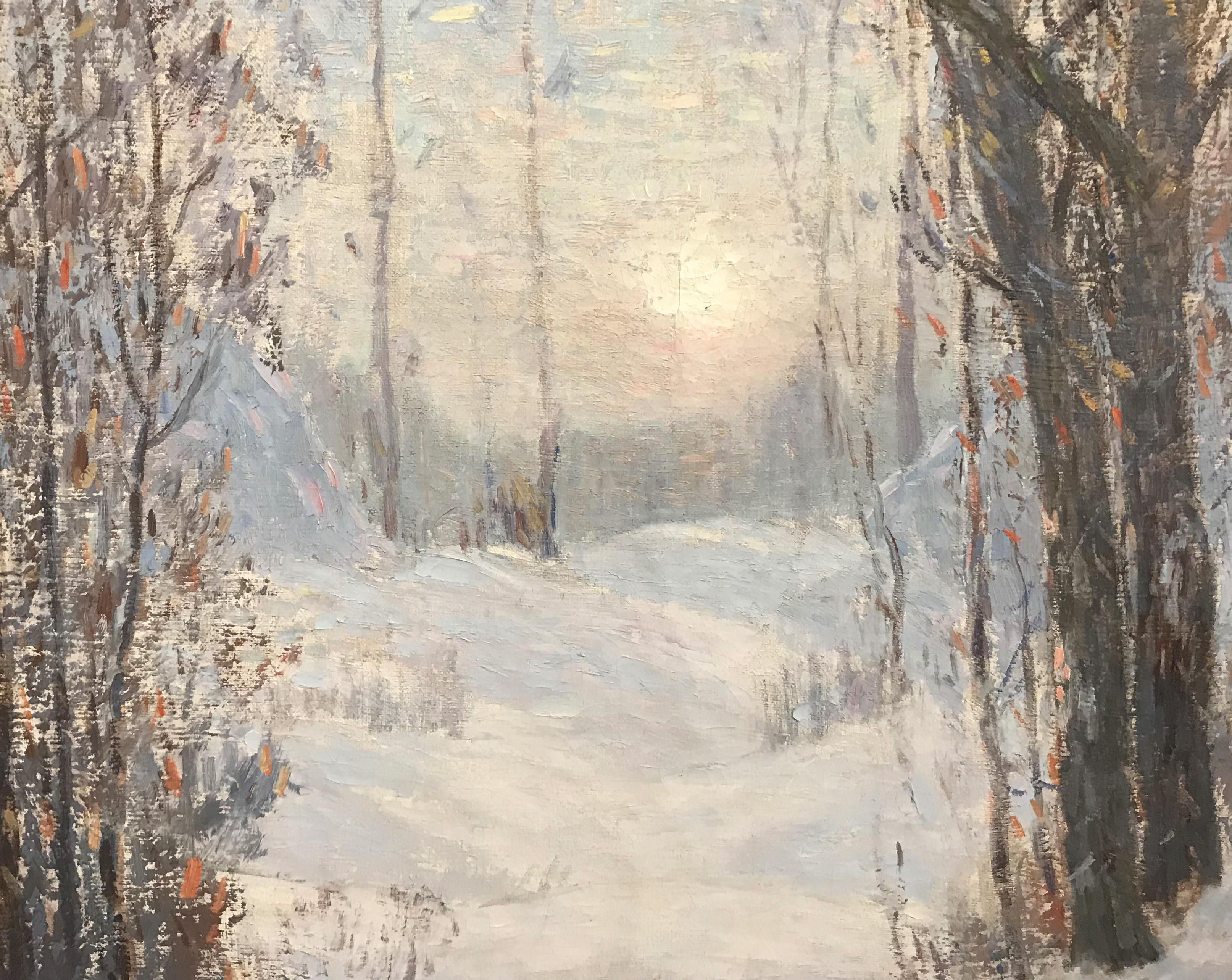 La lumière du soleil à travers les arbres - Impressionnisme américain Painting par Leonard Ochtman