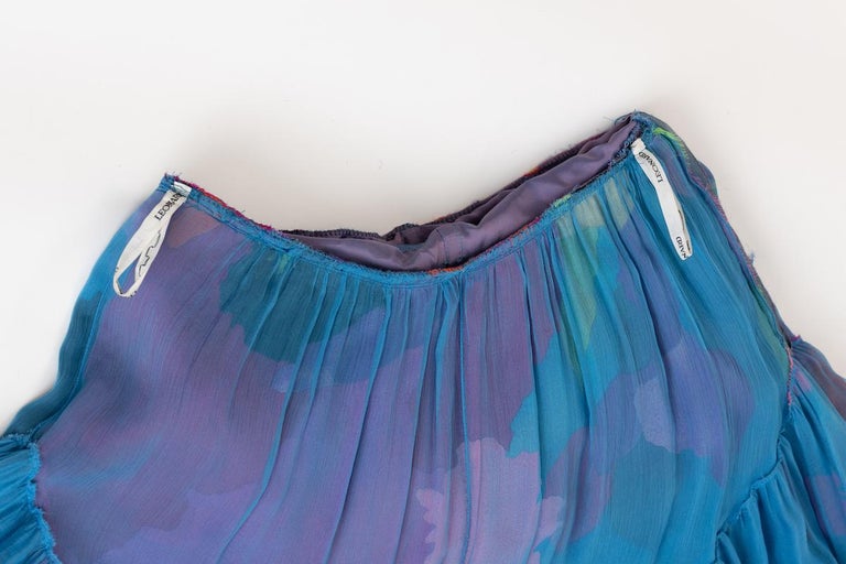 Leonard of Paris Fuschia Multi Color Silk Chiffon Strapless Gown For Sale 12