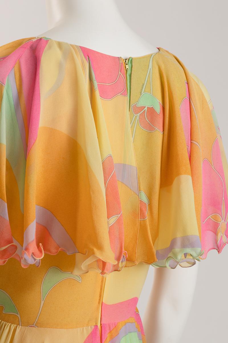 Leonard of Paris Pastel Silk Chiffon Day / Evening Dress For Sale 3