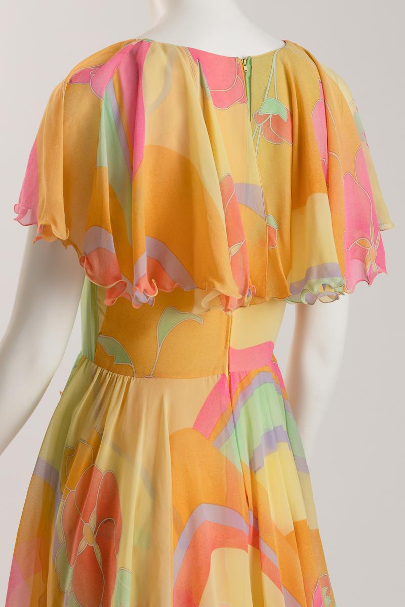 Leonard of Paris Pastellfarbenes Tages-/Abendkleid aus Seidenchiffon im Angebot 4