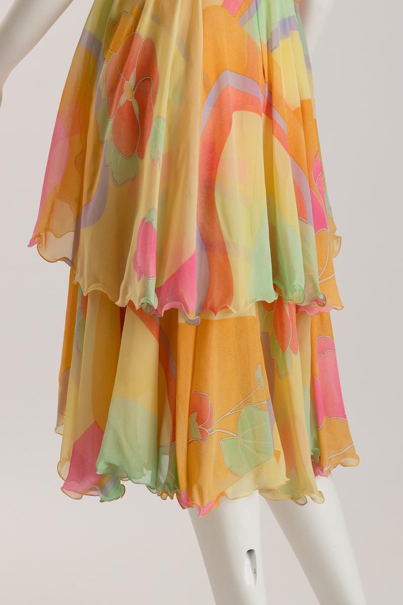 Leonard of Paris Pastellfarbenes Tages-/Abendkleid aus Seidenchiffon im Angebot 6