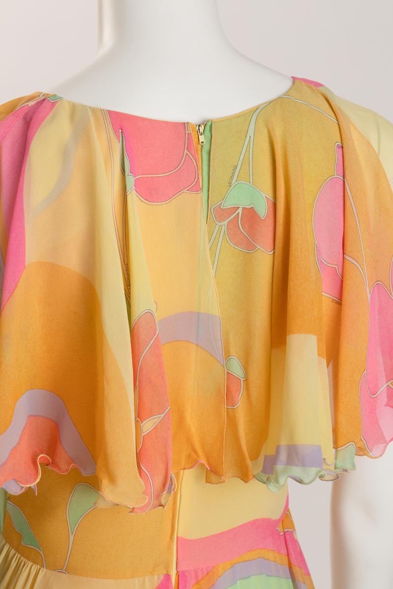 Leonard of Paris Pastel Silk Chiffon Day / Evening Dress For Sale 5