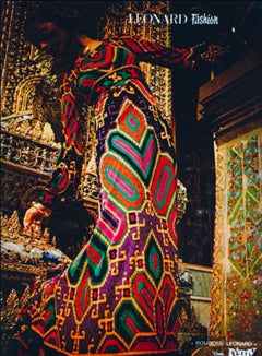 Leonard Paris 1970 Luxus Couture Maxikleid 70er Jahre Seide Samt Kleid