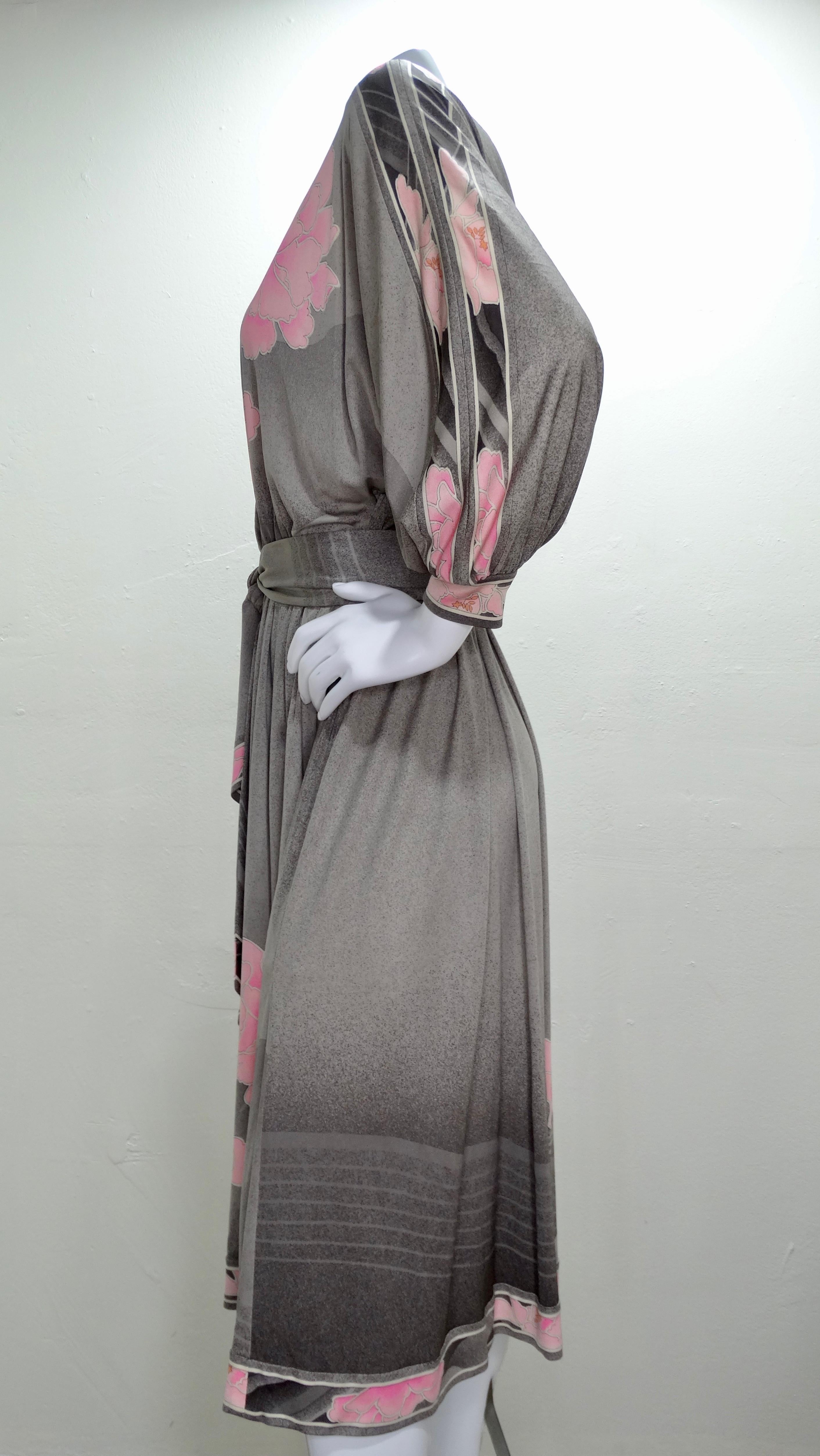 Leonard Paris 1970s Floral Print Silk Jersey Dress  2