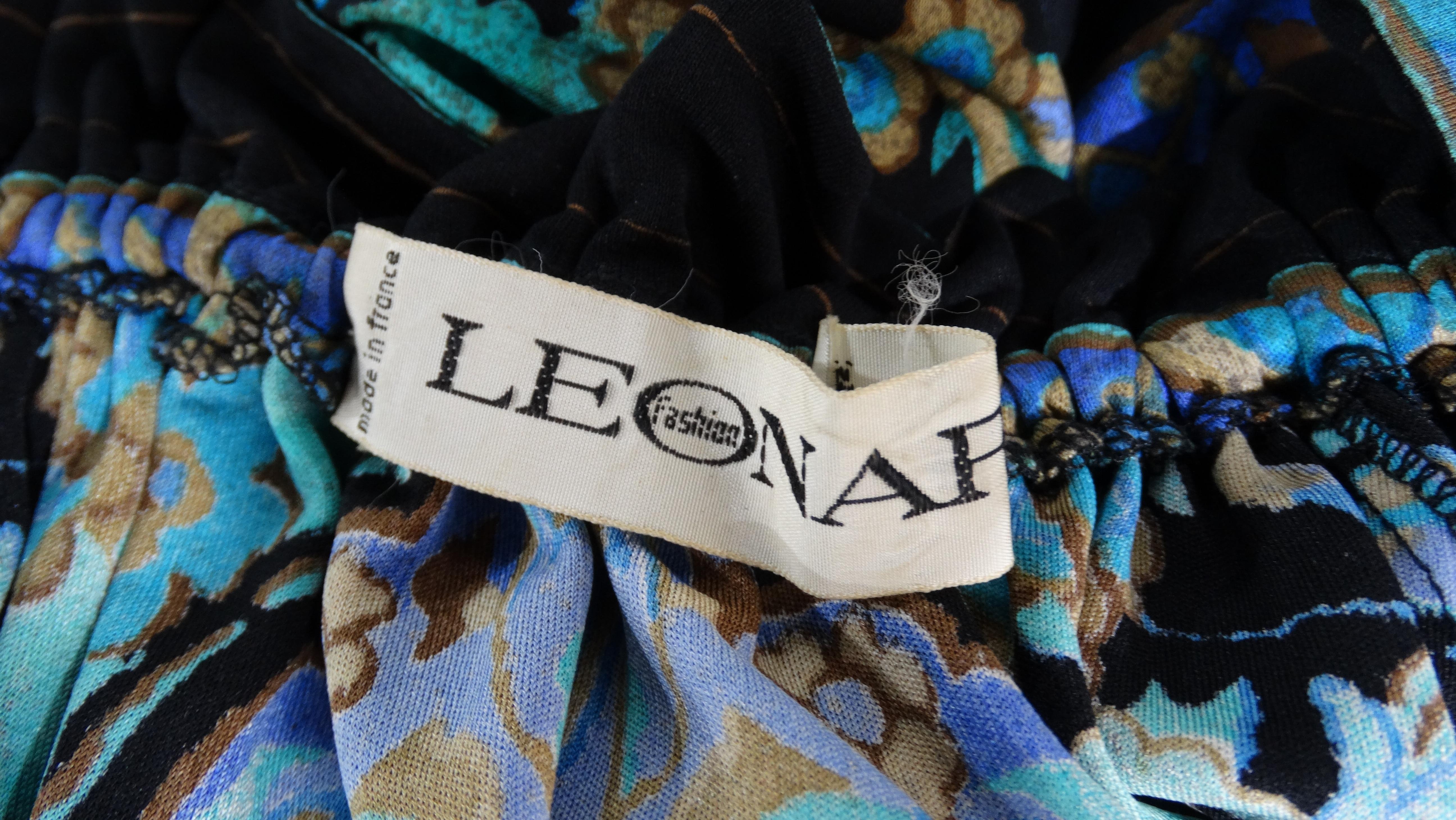 Ensemble en jersey de soie Leonard Paris avec imprimé floral des années 1970 en vente 1